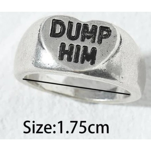 Fun Dump Him Silver Ring Antique Silver Size 7 - Picture 2 of 7